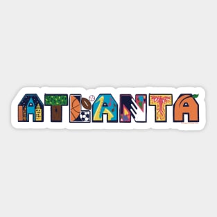 Atlanta ATL Block Text with Skyline, Big Peach, Sports, Jazz Festival, Resurgens Sticker